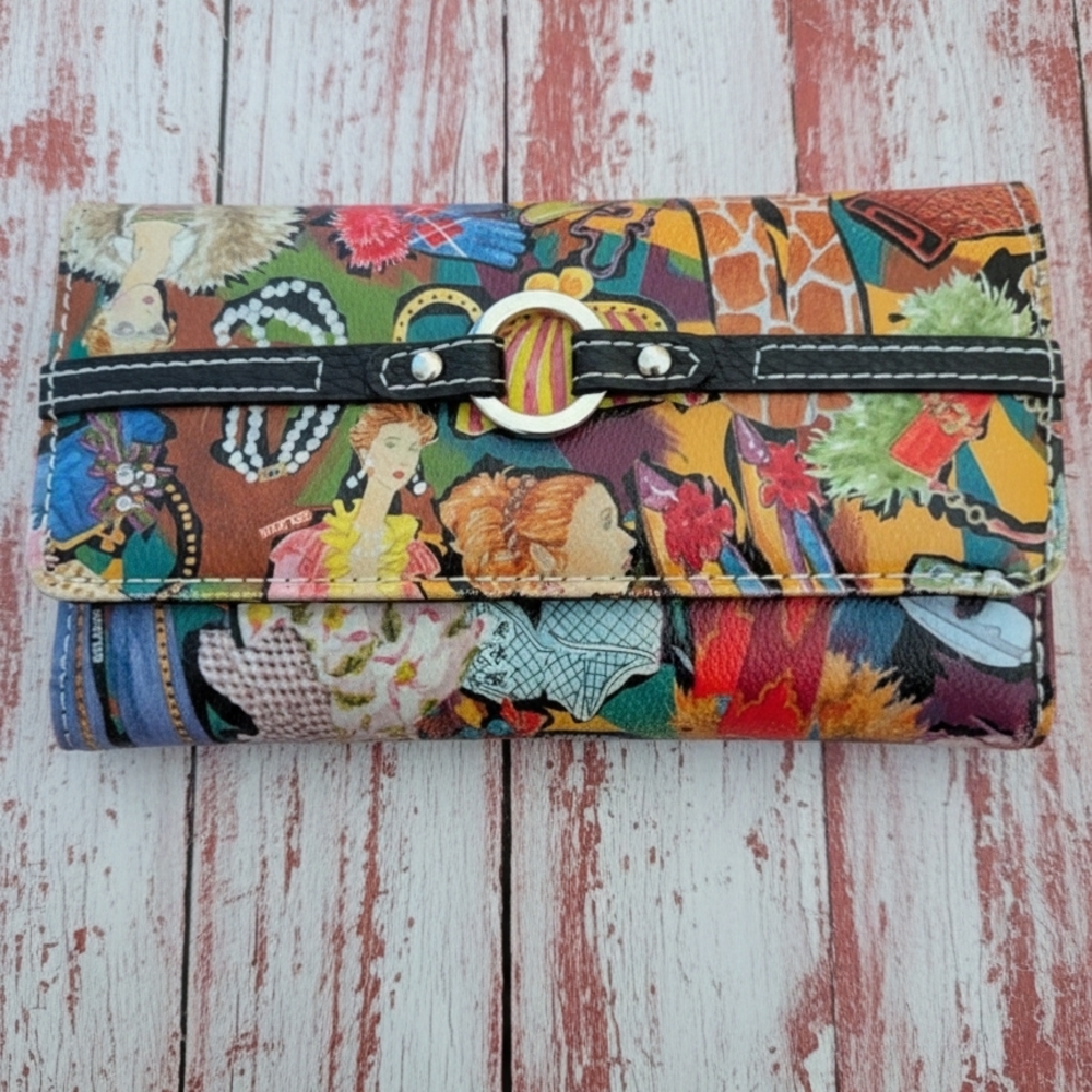 👑 VINTAGE-INSPIRED Art Print Continental Wallet - NWOT! 🎨